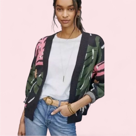 Anthropologie Sweaters - Anthropologie Bel Kazan Wool Blend Floral Print Cardigan